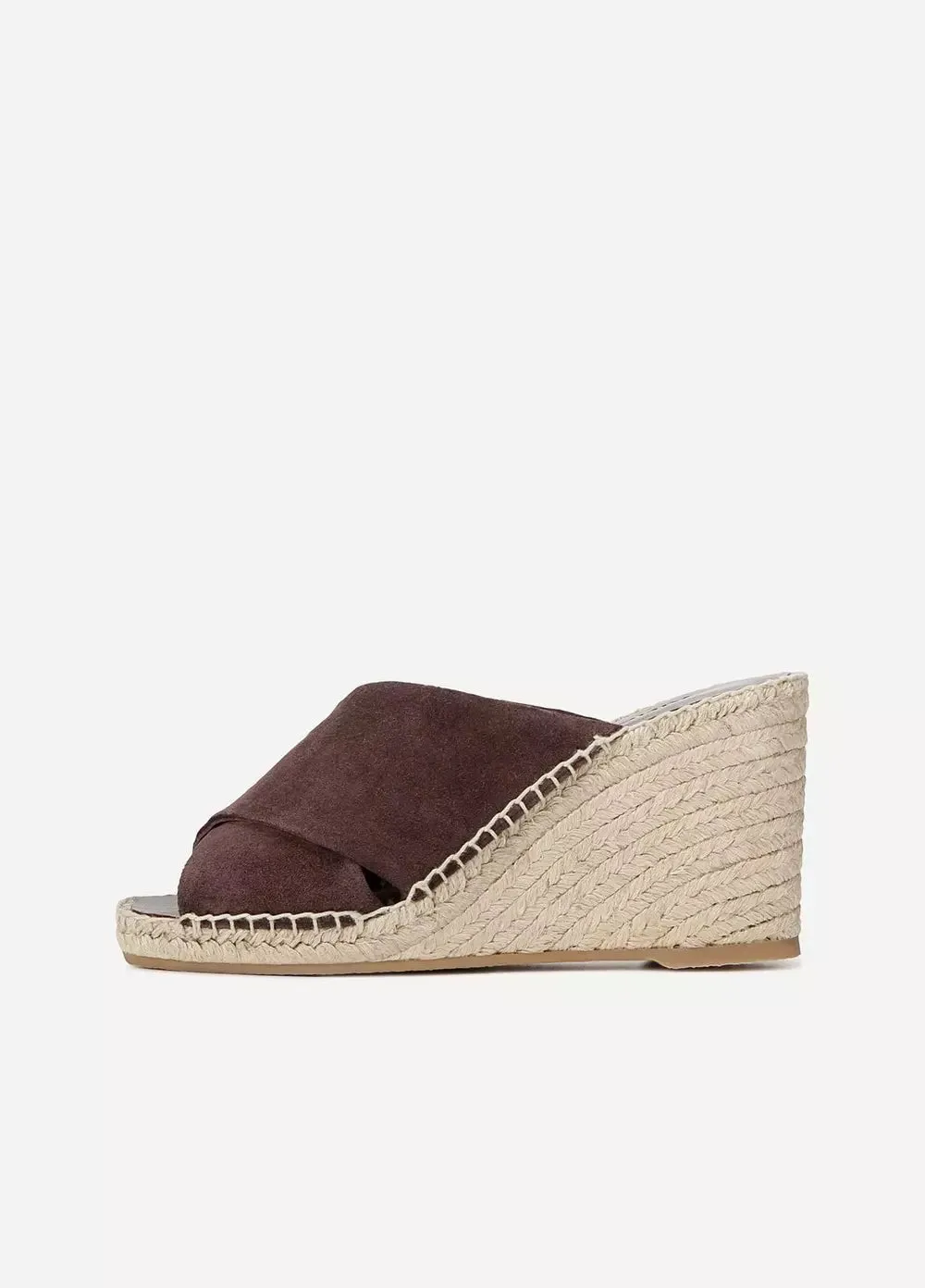 Gaelan Suede Wedge Sandal - Bark