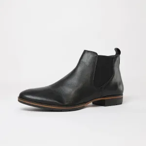 Gala Black Leather Ankle Boots