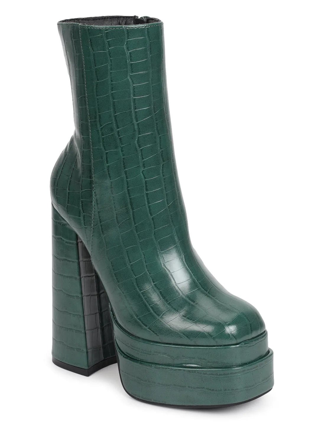 Green PU Block Ankle Boots (TC-GOWN50-GRN)