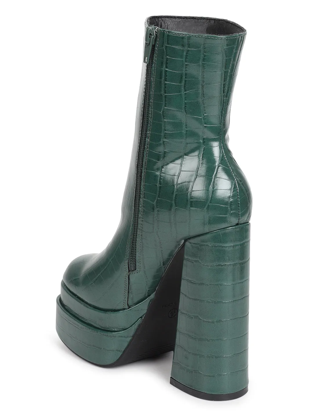 Green PU Block Ankle Boots (TC-GOWN50-GRN)