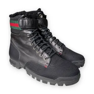 Gucci Shearling Lined Leather/Ballistic Nylon Combat Boot