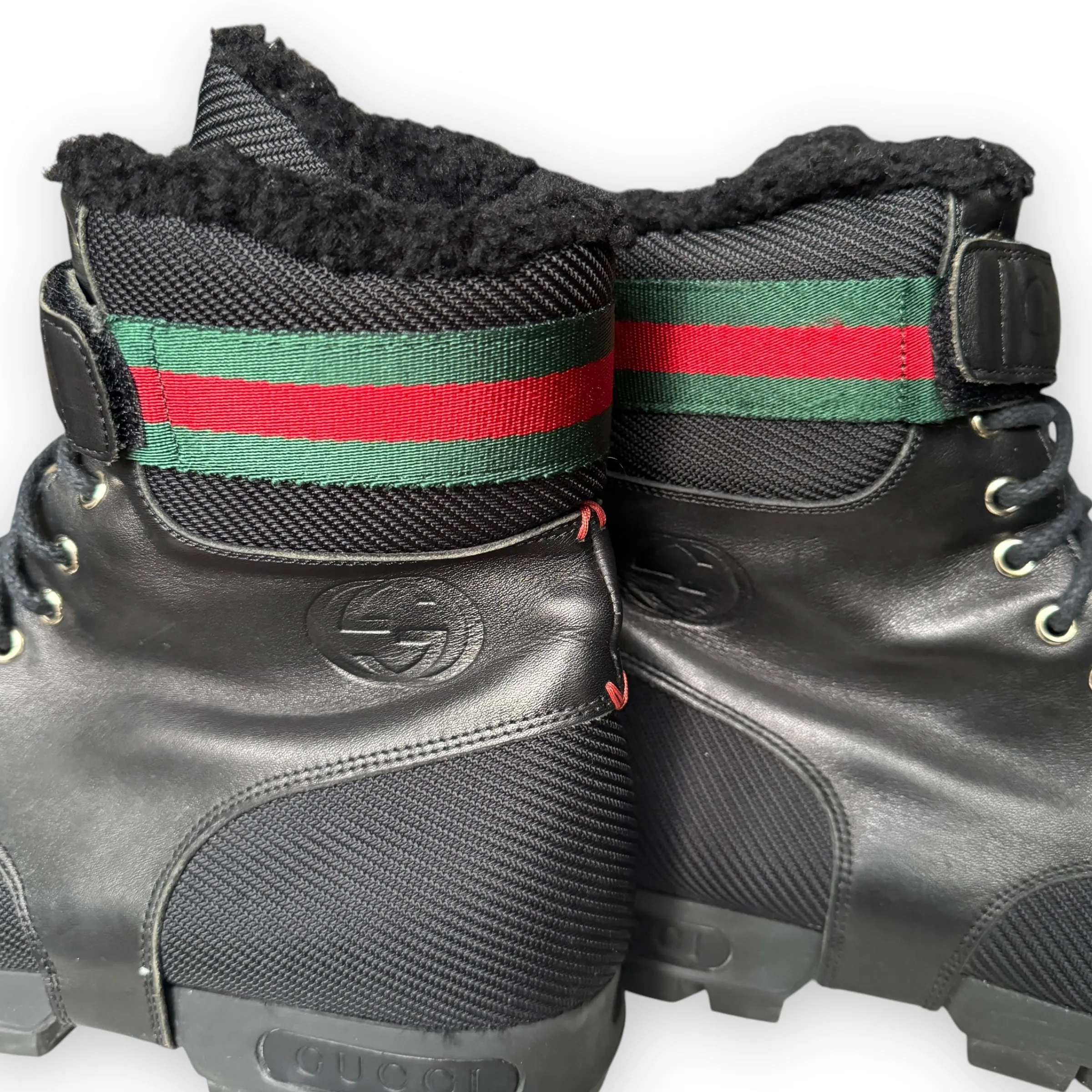 Gucci Shearling Lined Leather/Ballistic Nylon Combat Boot