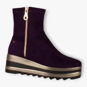 Kate Appleby Women's Purple Faux Suede Wedge Ankle Boots