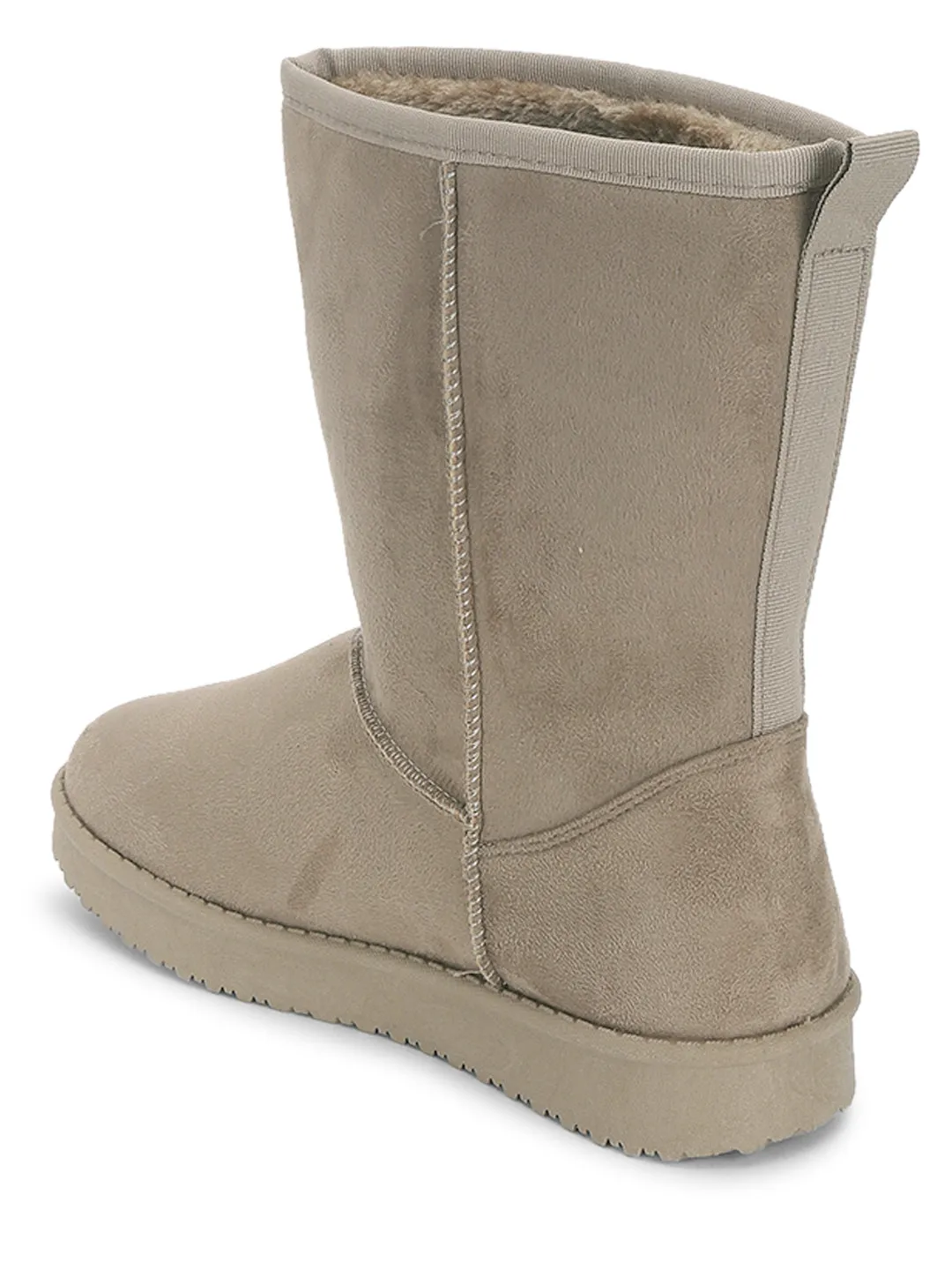 Khaki Suede Winter Stylish High Ankle Boots (TC-RS3683H-KHA)