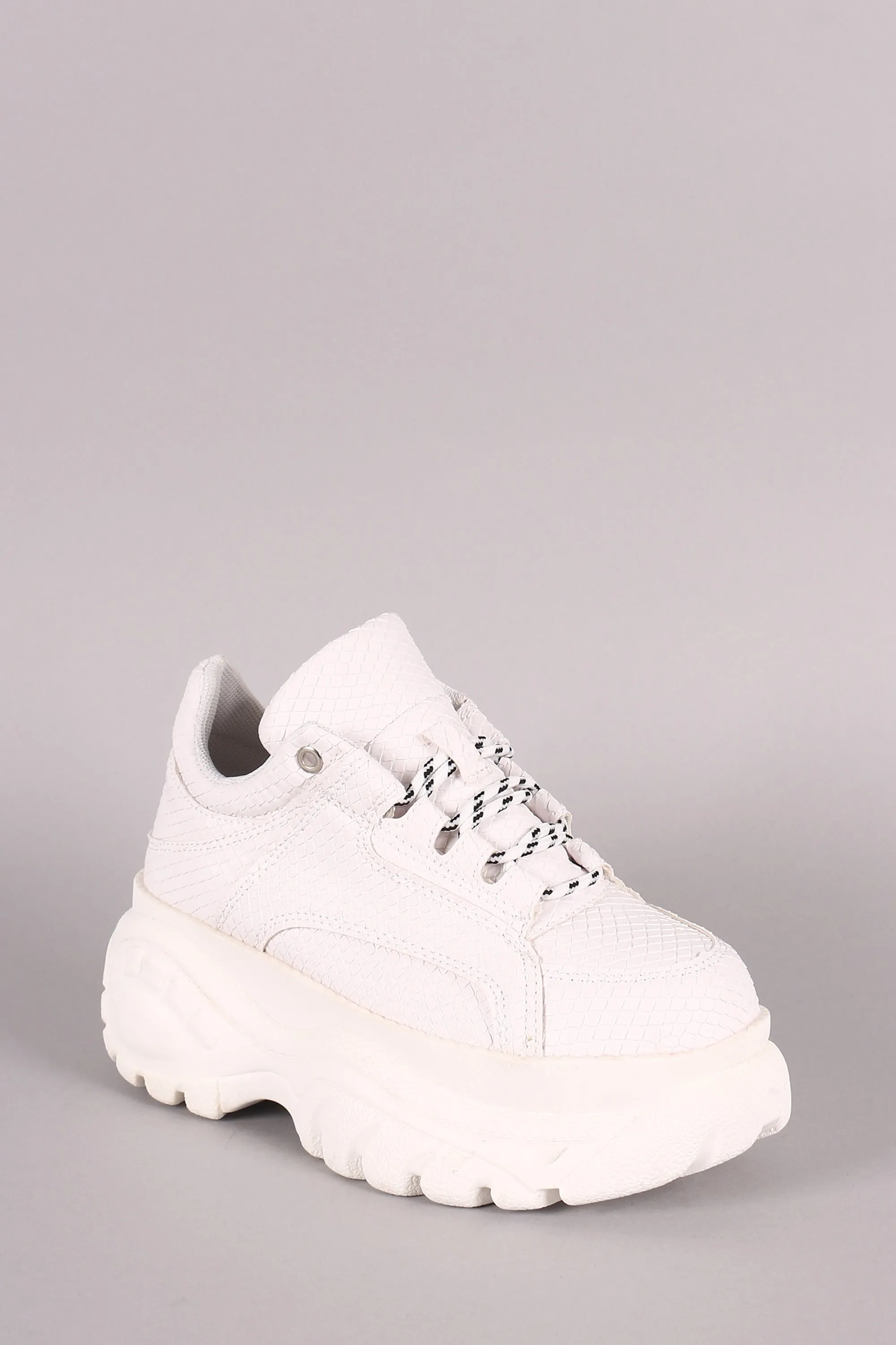 Lace Up Low Top Lug Sole Platform Sneaker