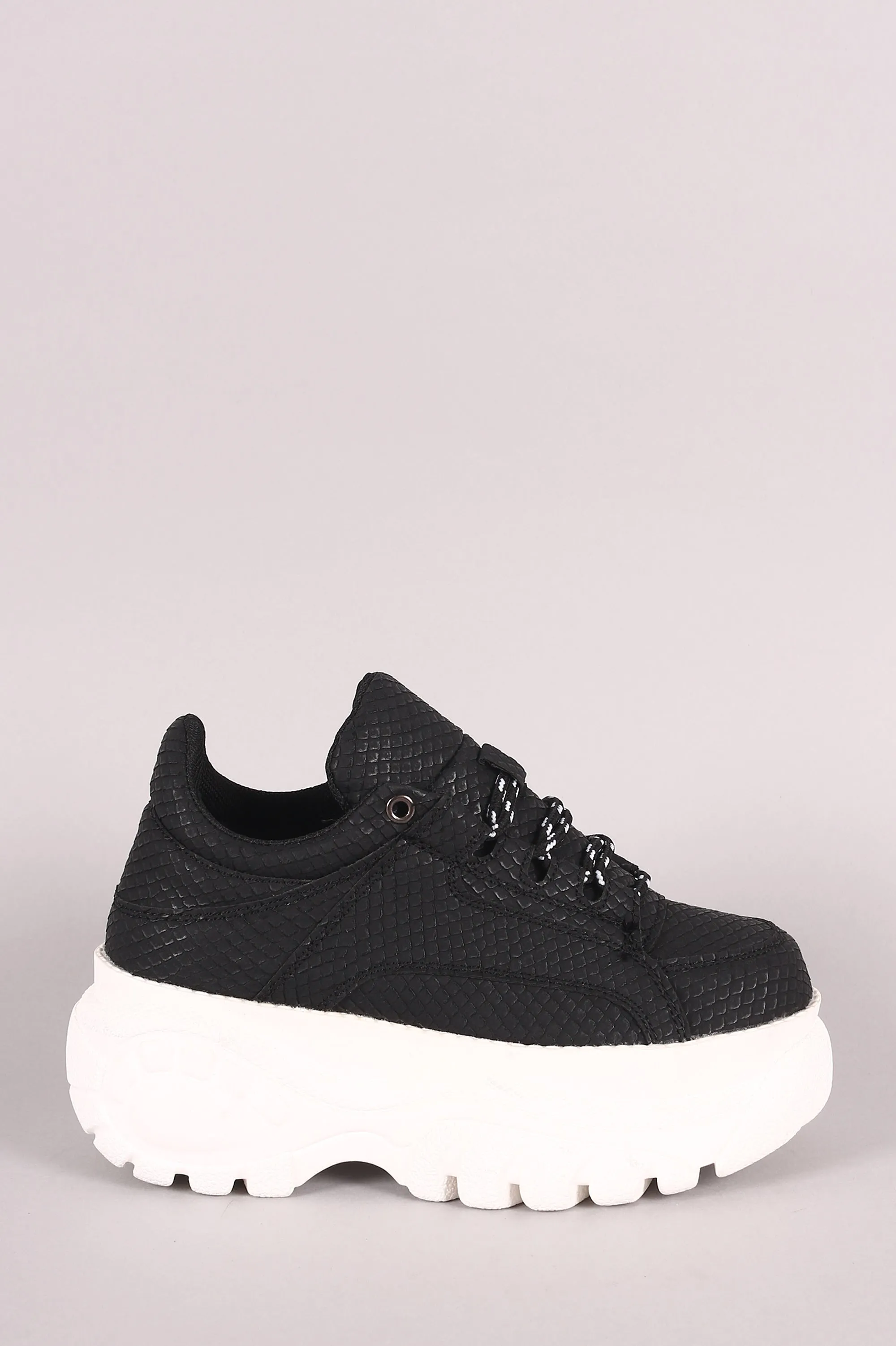 Lace Up Low Top Lug Sole Platform Sneaker