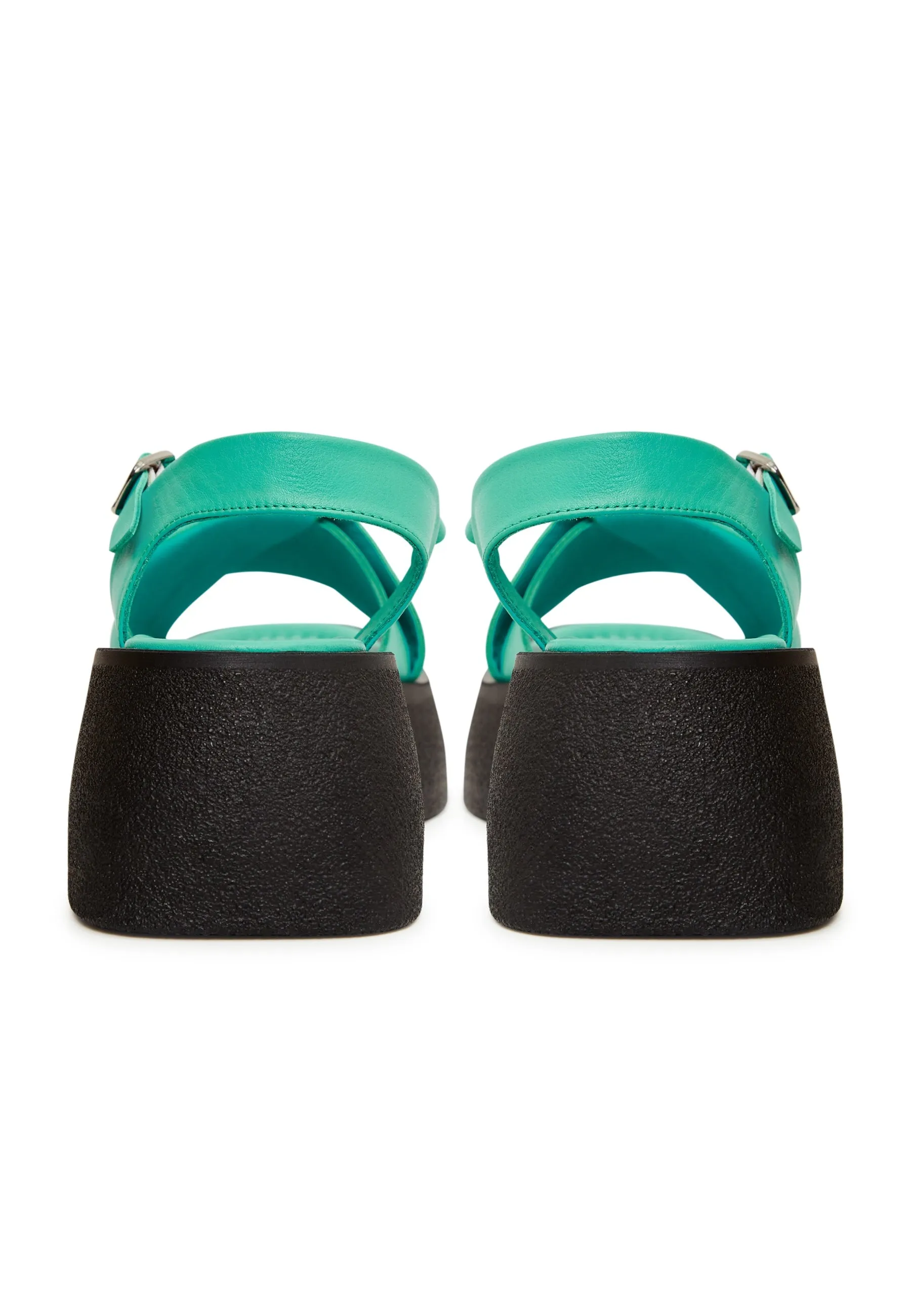 Leather Platform Sandals - Green