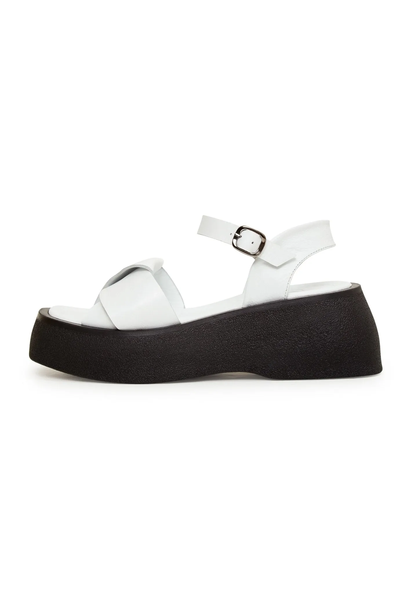 Leather Platform Sandals - White