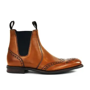 Loake - Hoskins Brogue Chelsea Boots in Tan Leather