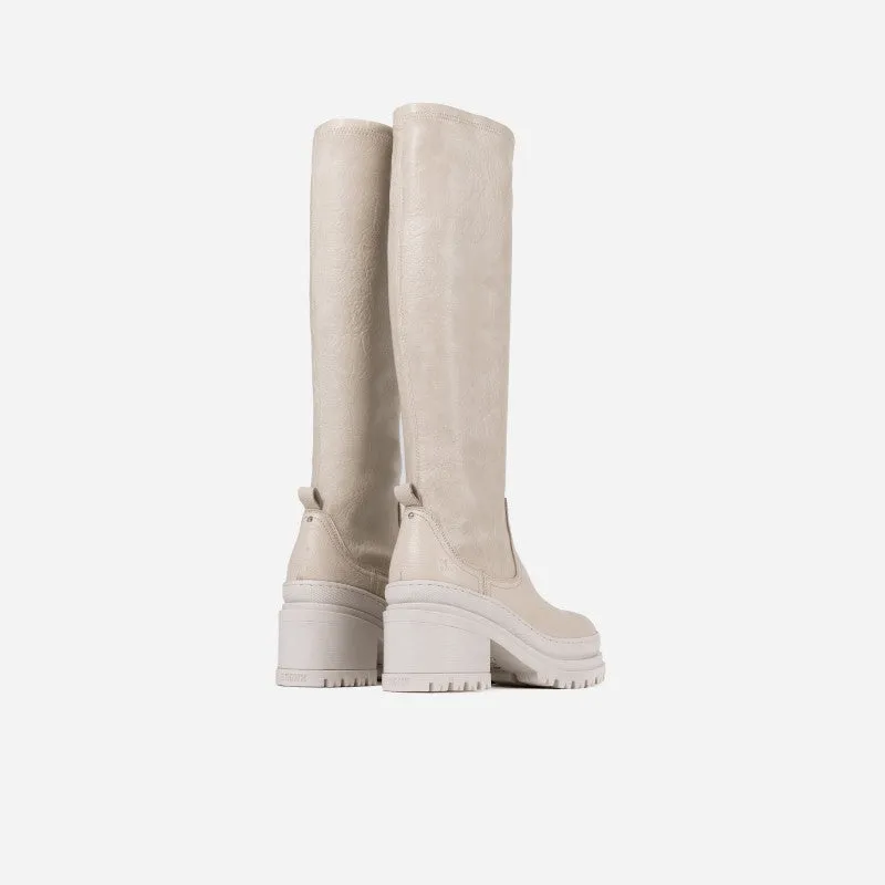 Lyssa Off White Stretch High Boots