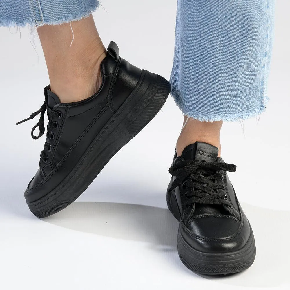 Madison Tylee Ladies Platform Sneaker - Black Mono