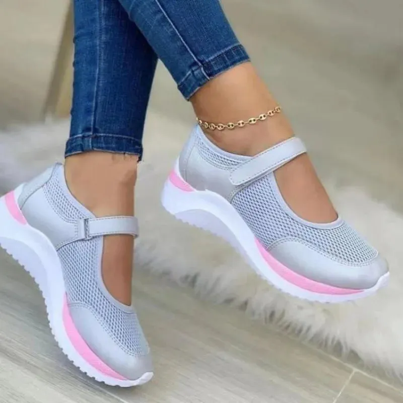 Mesh Knitted Casual Hook & Loop Sneakers