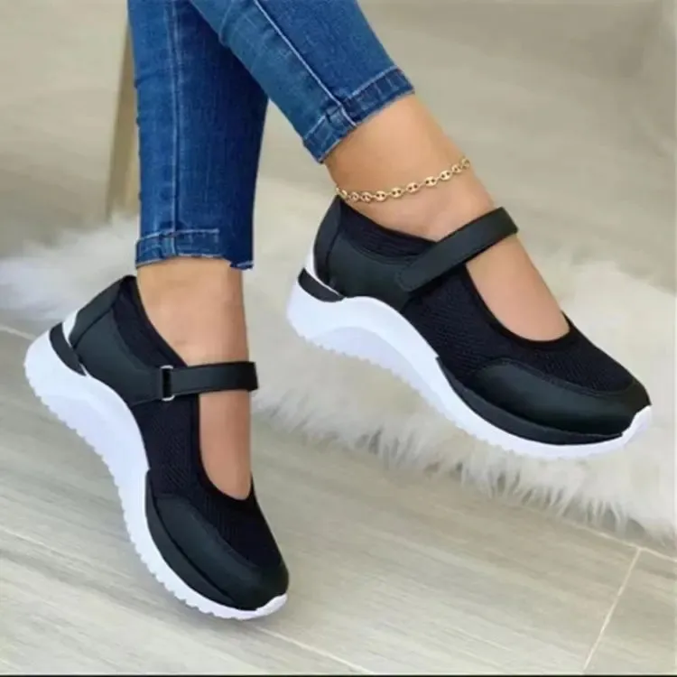 Mesh Knitted Casual Hook & Loop Sneakers