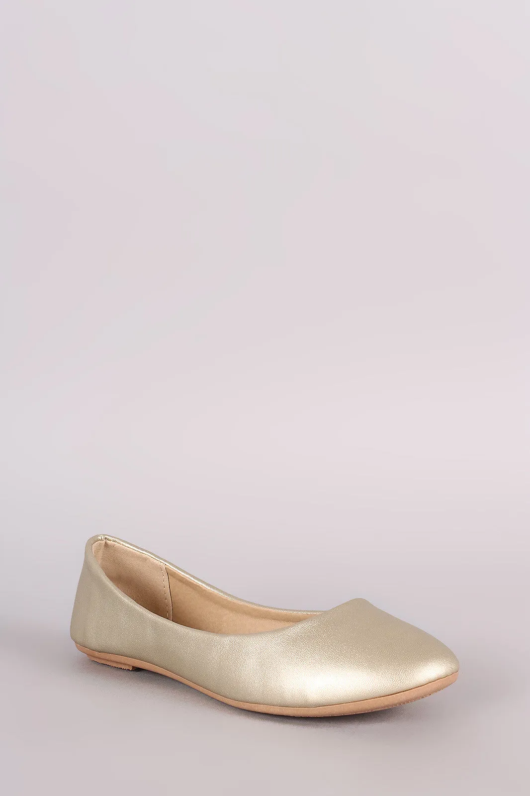 Metallic Slip On Round Toe Ballet Flat