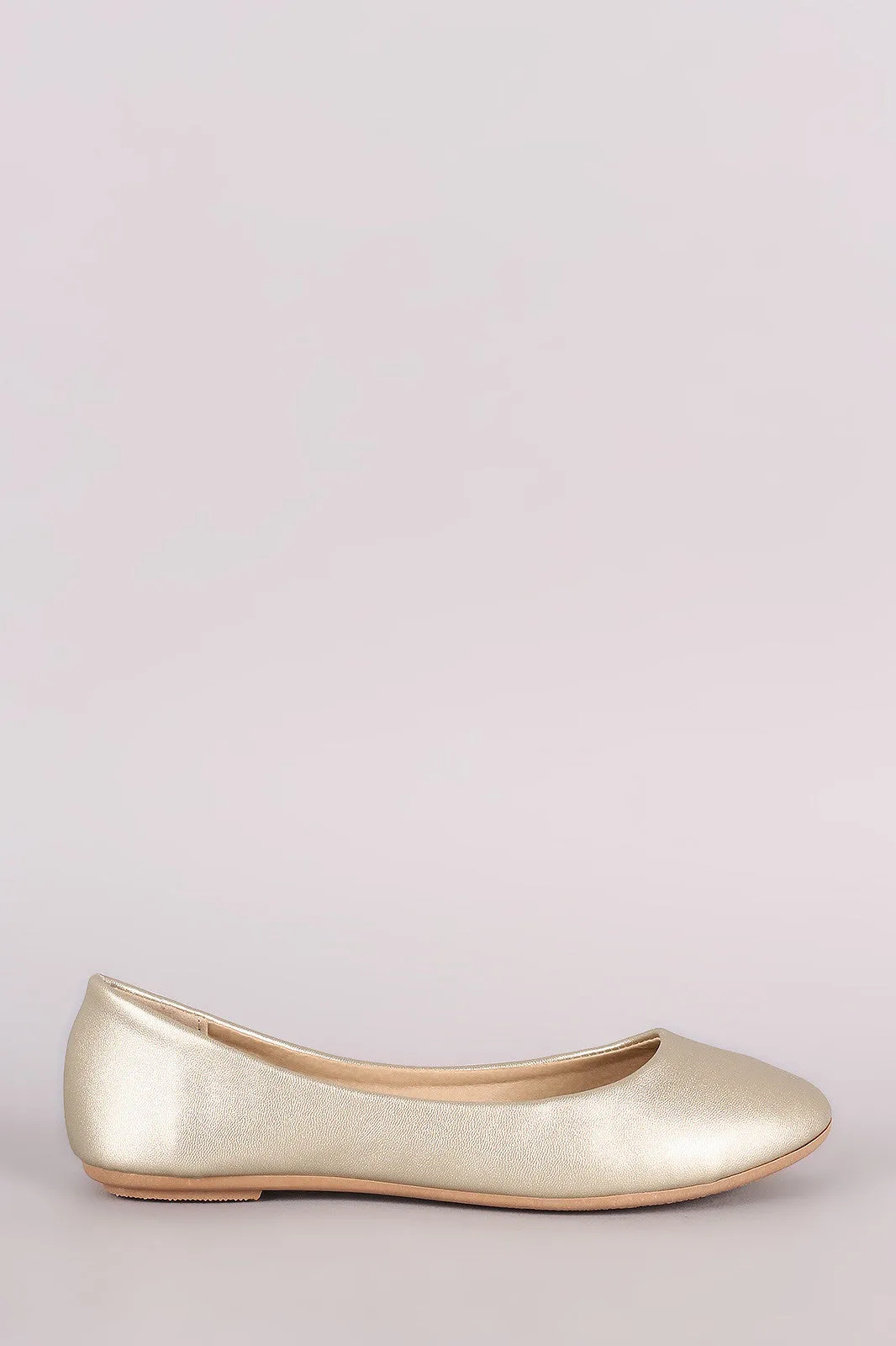 Metallic Slip On Round Toe Ballet Flat