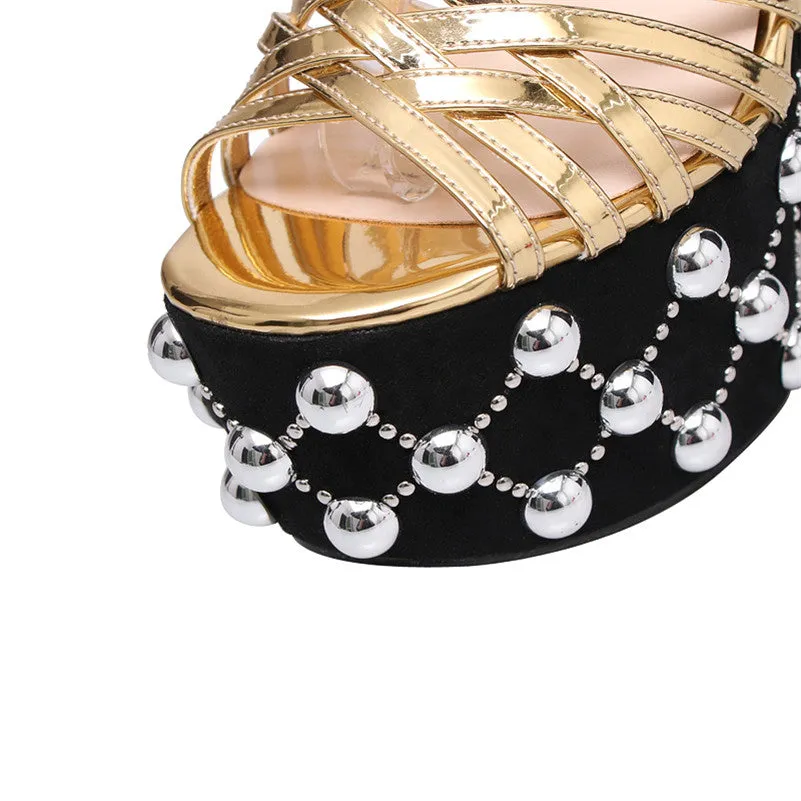 Olevia Black and Gold Platform Heels