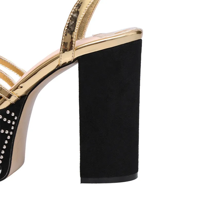 Olevia Black and Gold Platform Heels