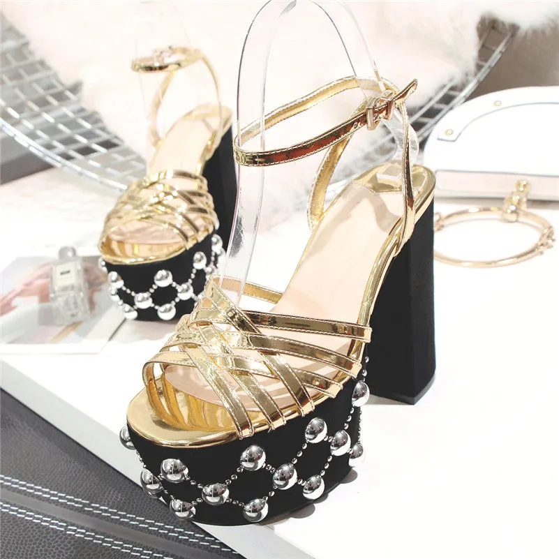 Olevia Black and Gold Platform Heels