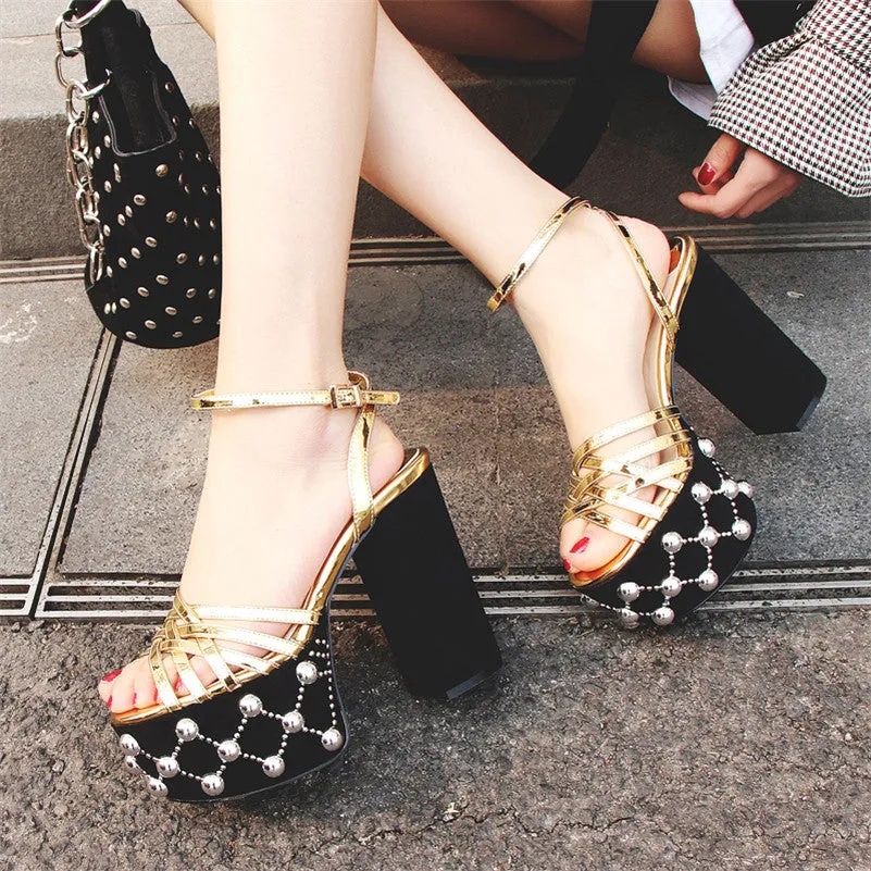 Olevia Black and Gold Platform Heels