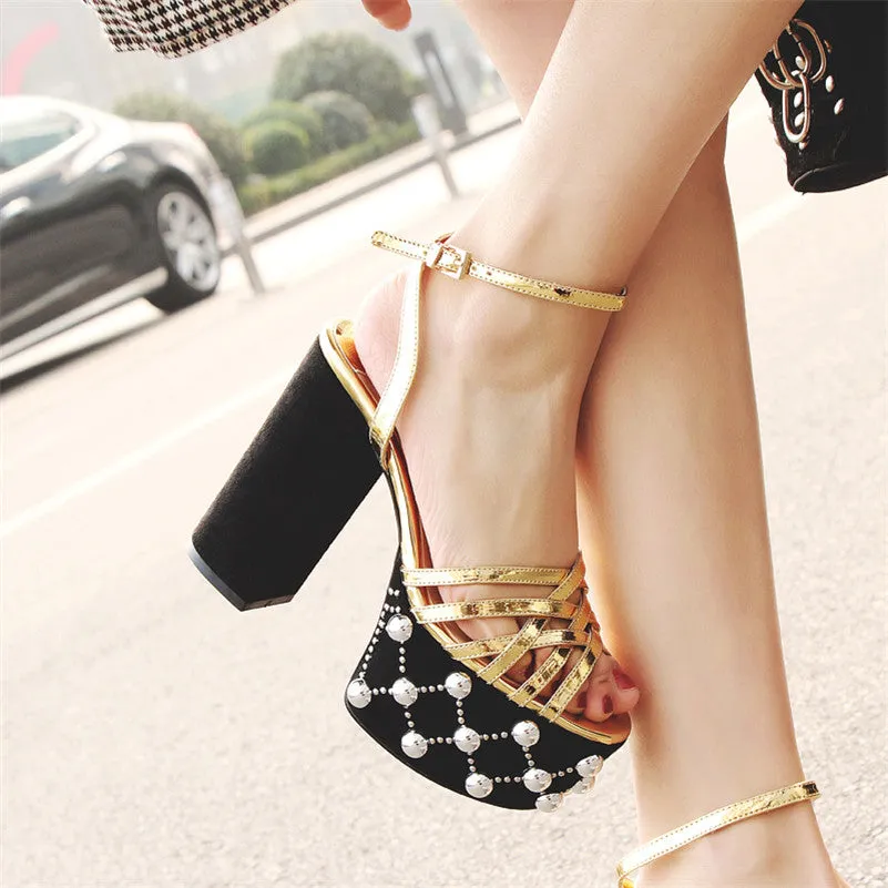 Olevia Black and Gold Platform Heels