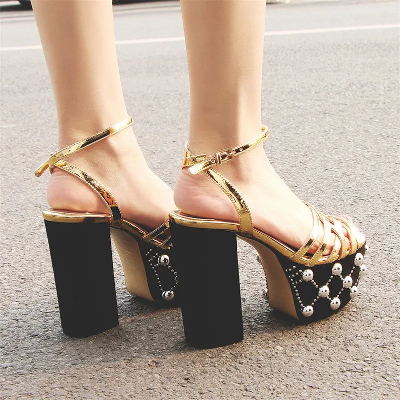 Olevia Black and Gold Platform Heels