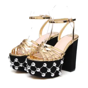 Olevia Black and Gold Platform Heels