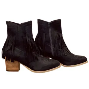 Online Exclusive | Sandra Fringe Booties in Black