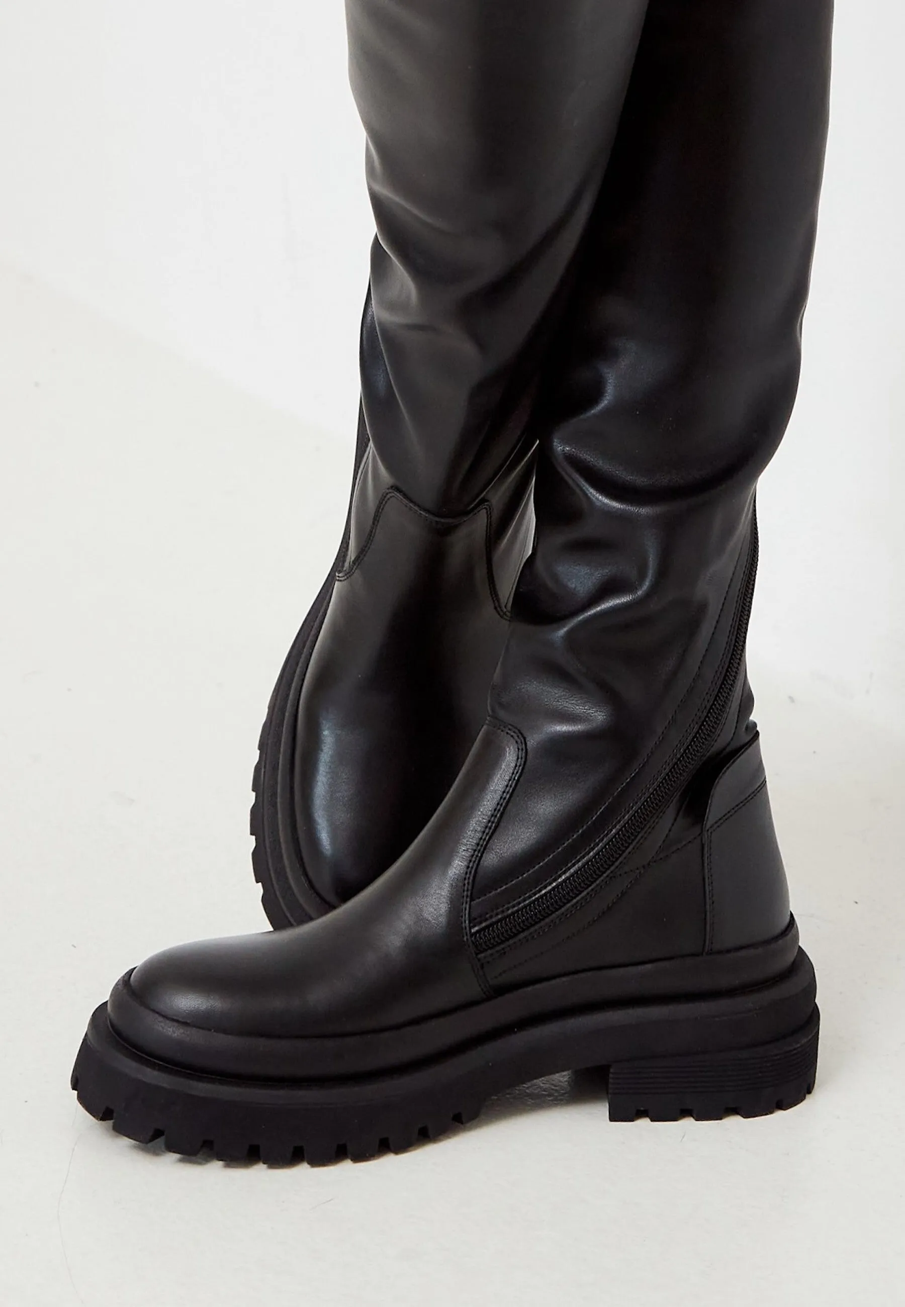 Over-The-Knee Leather Platform Boots