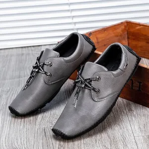 Peas Shoes Men Spring Fashion Pu Leather Shoes  New Soft-soled Comfortable Driving Shoes Men's Pure Color Casual Lazy Shoes