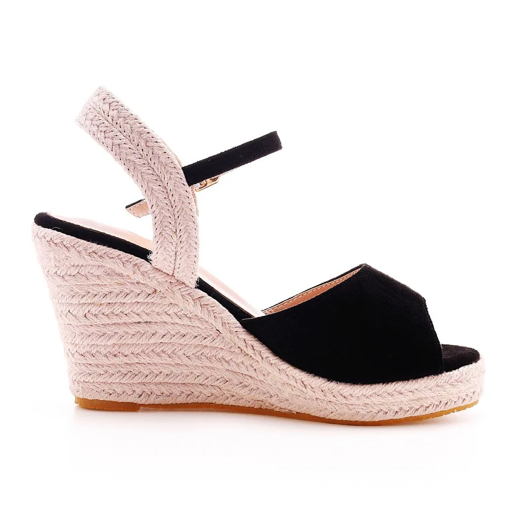 Peep Toe Espadrille Buckle Strap Wedge Sandals