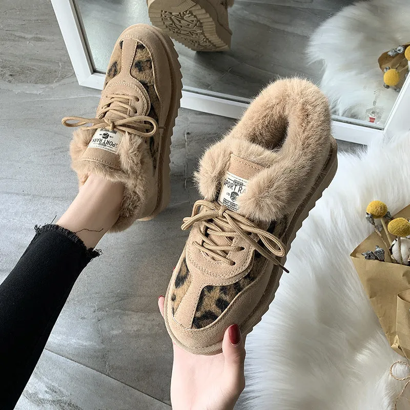 Platform Boots  Style Leopard Suede Print Sneakers