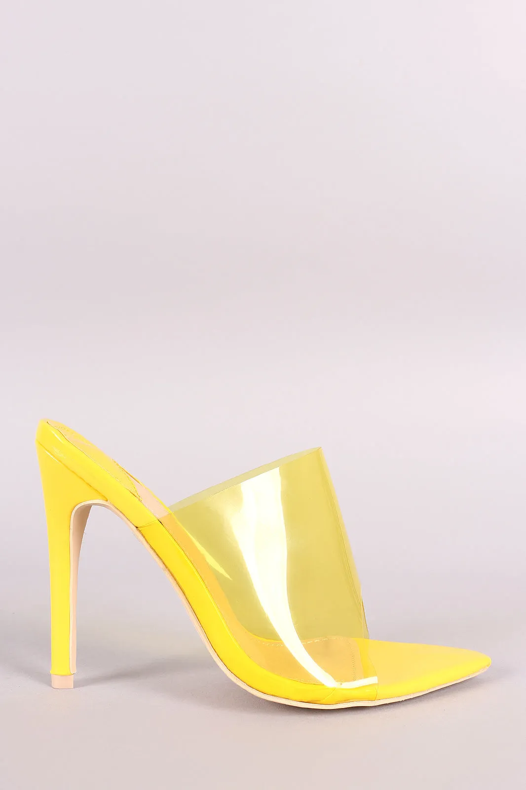 Pointed Open Toe Patent Wide Band Stiletto Mule Heel