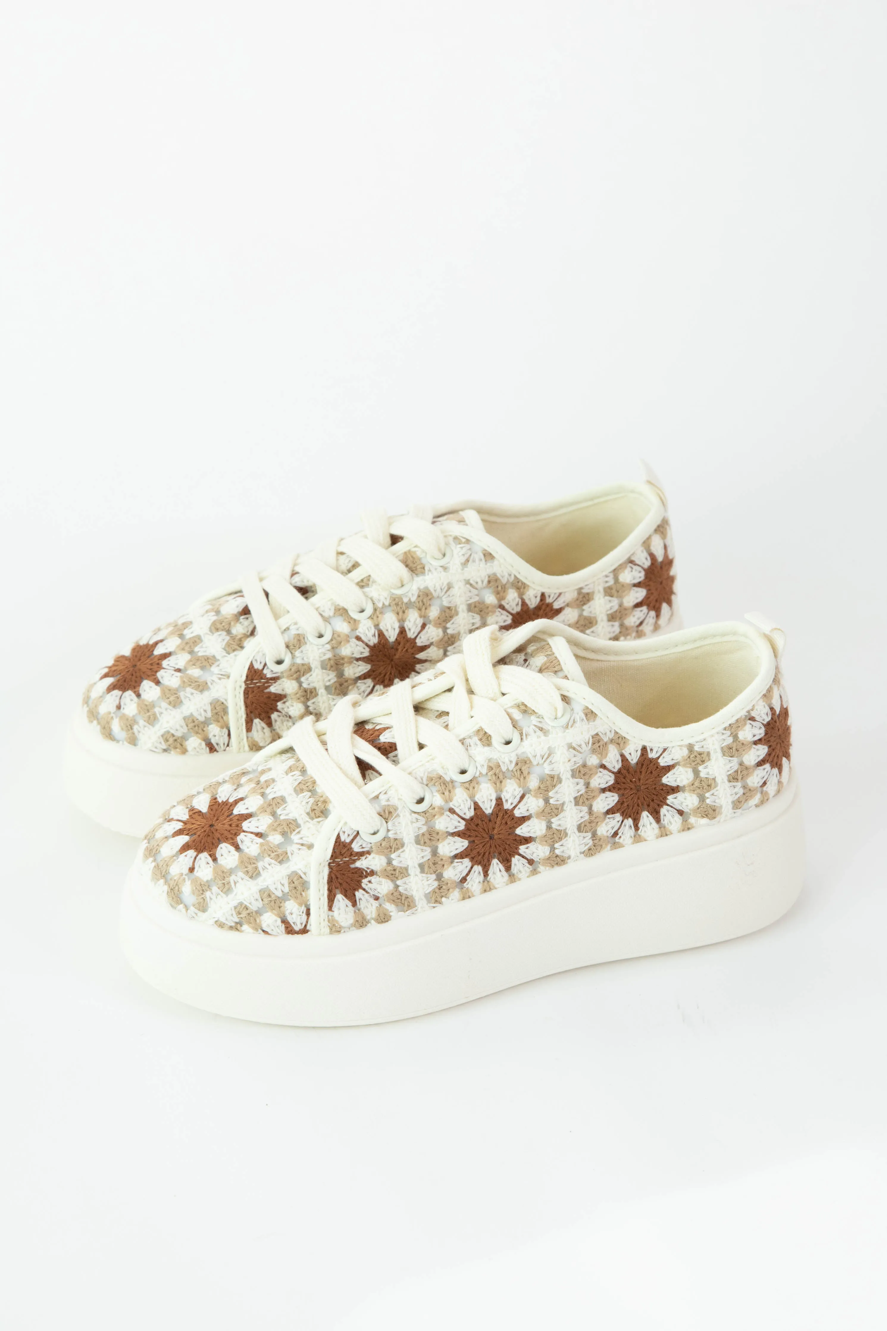 Rambling Crochet Sneaker, Cream Multi | Dirty Laundry