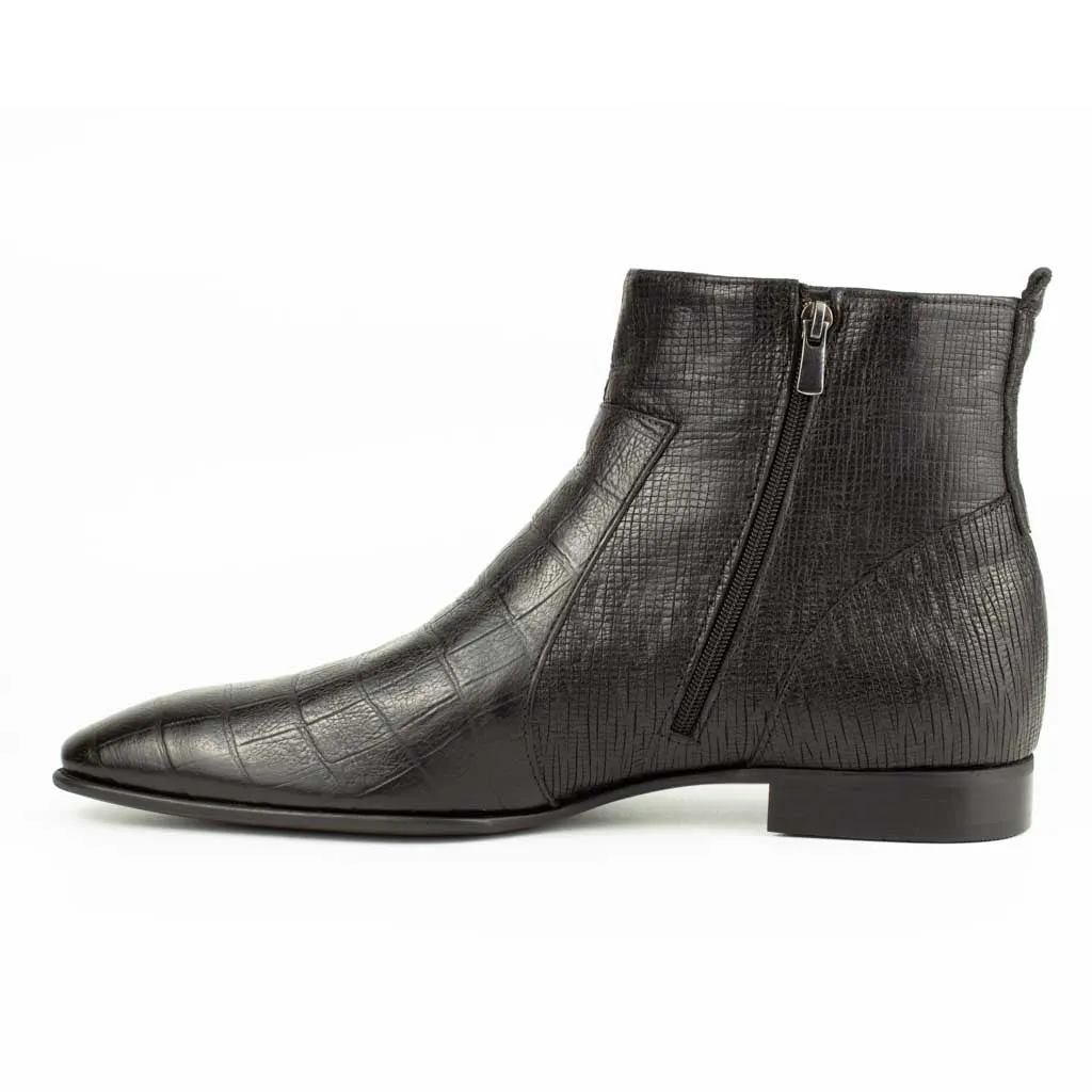 Raphael Black Men's Chelsea Genuine Croco Leather Boots