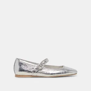 RODNI BALLET FLATS SILVER DISTRESSED LEATHER