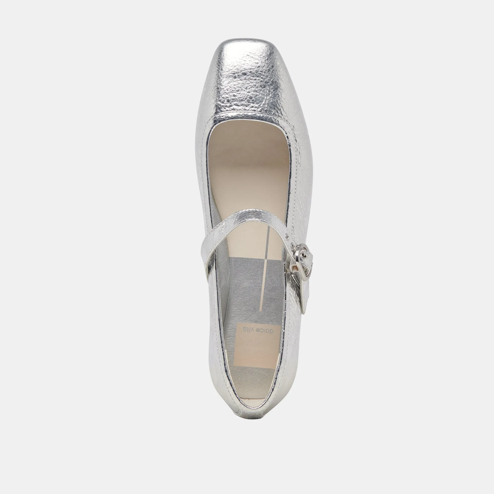 RODNI BALLET FLATS SILVER DISTRESSED LEATHER