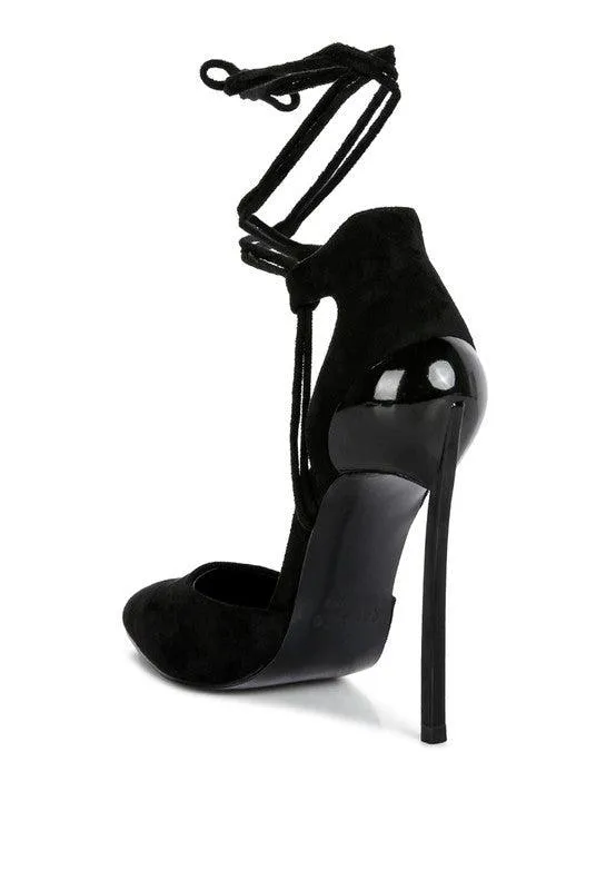 Rule Breaker Black Lace Up Stiletto Sandals