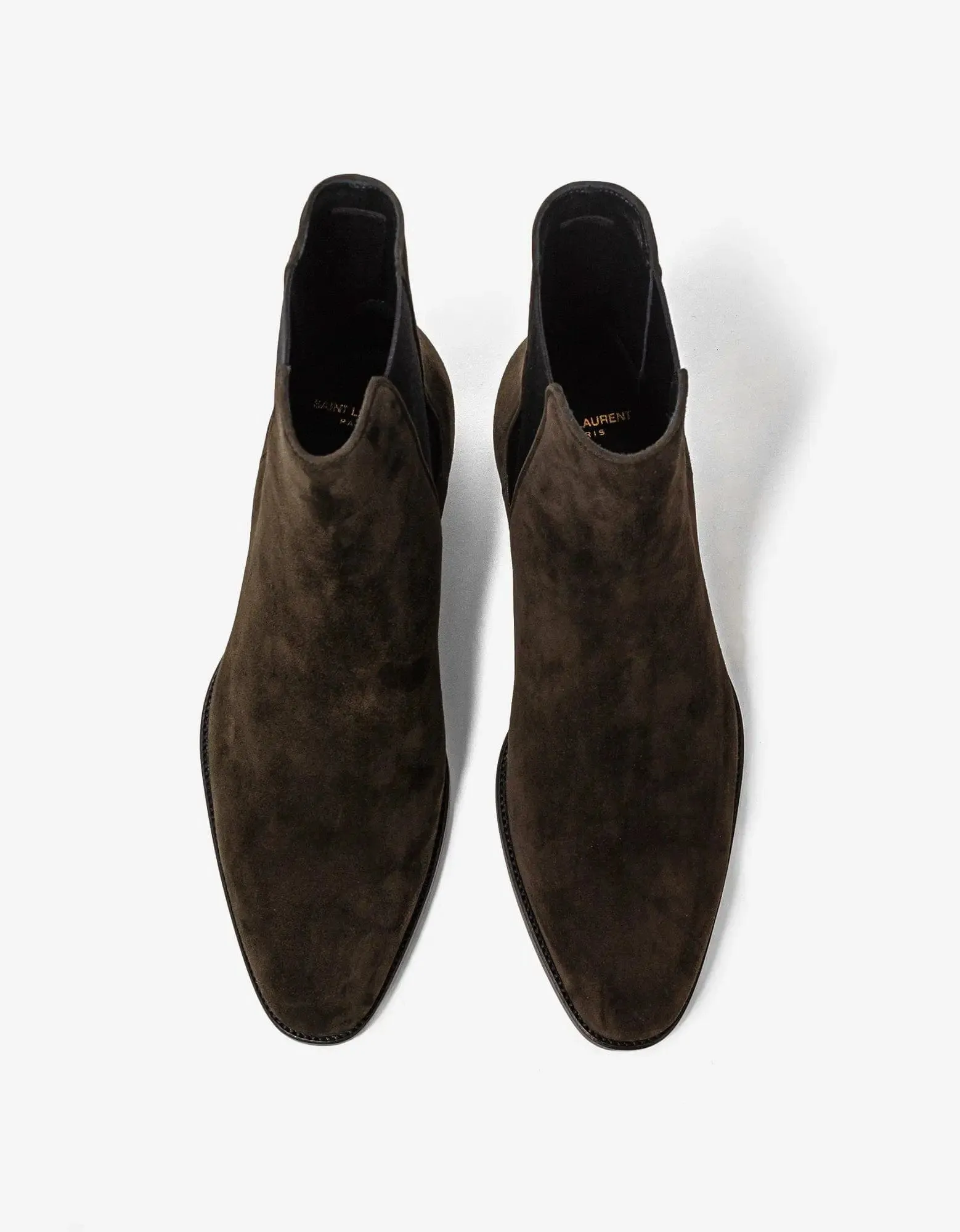 Saint Laurent Brown Suede Wyatt Chelsea Boots