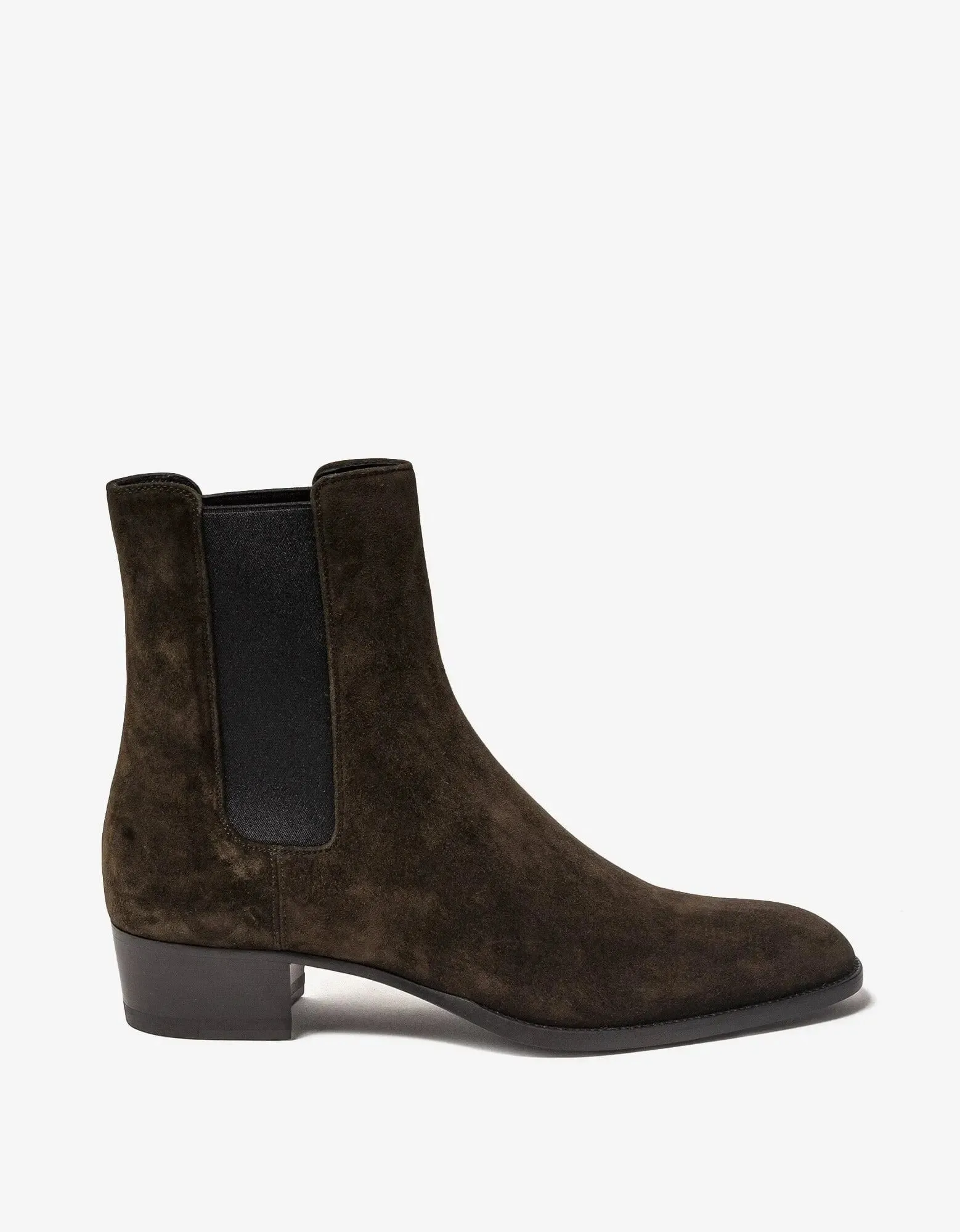 Saint Laurent Brown Suede Wyatt Chelsea Boots