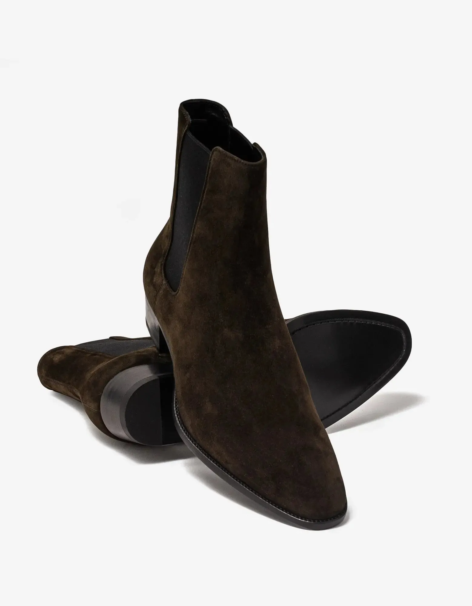 Saint Laurent Brown Suede Wyatt Chelsea Boots