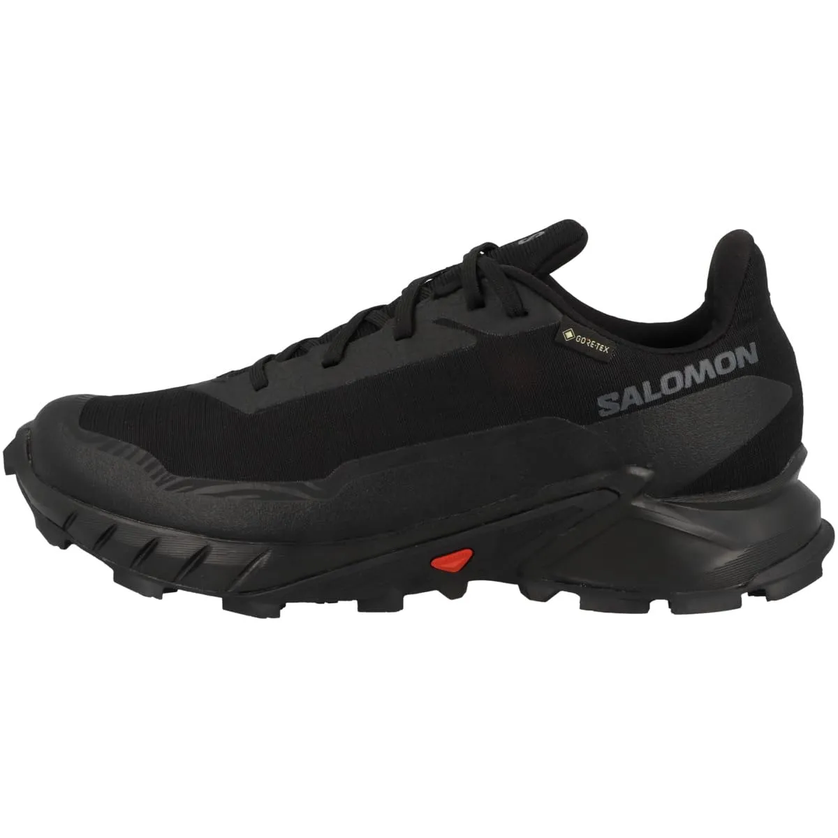 Salomon Men's ALPHACROSS 5 GORE-TEX Trail Running Shoes for Men, Black / Black / Ebony, 7