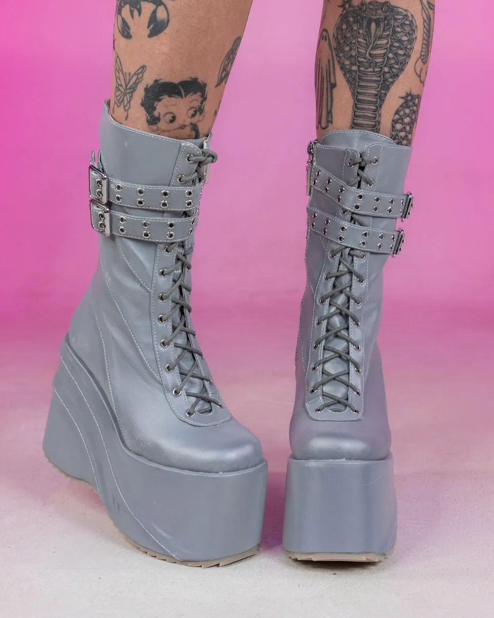 Silver Stardust Platform Boots