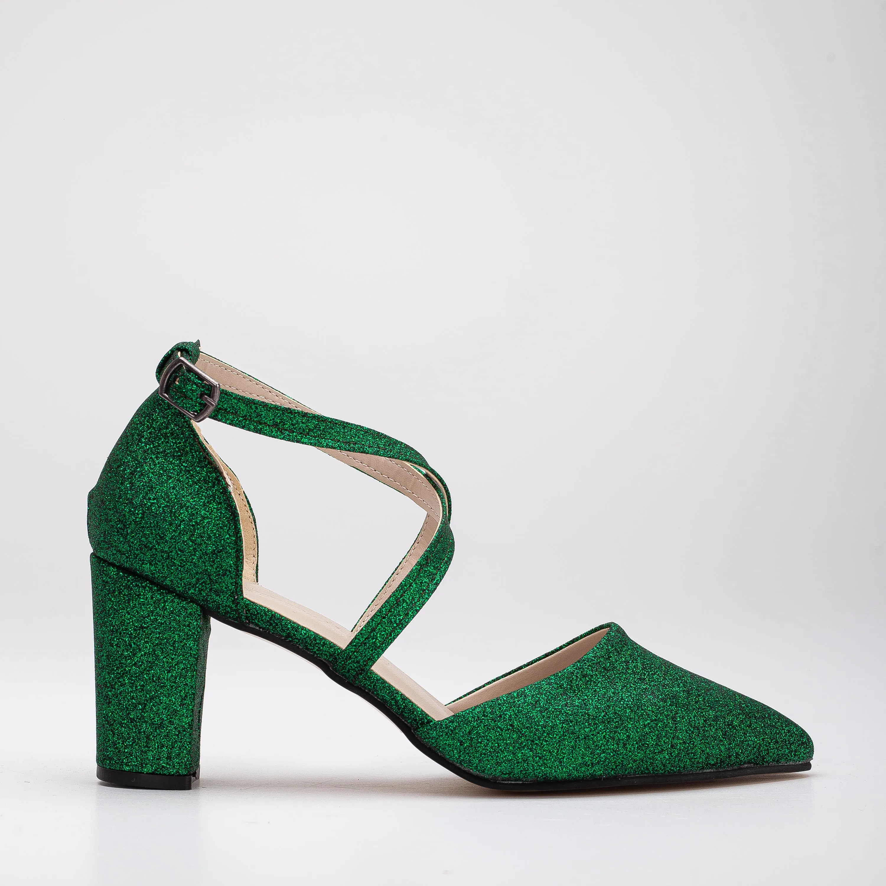 Sina - Green Glitter Heels