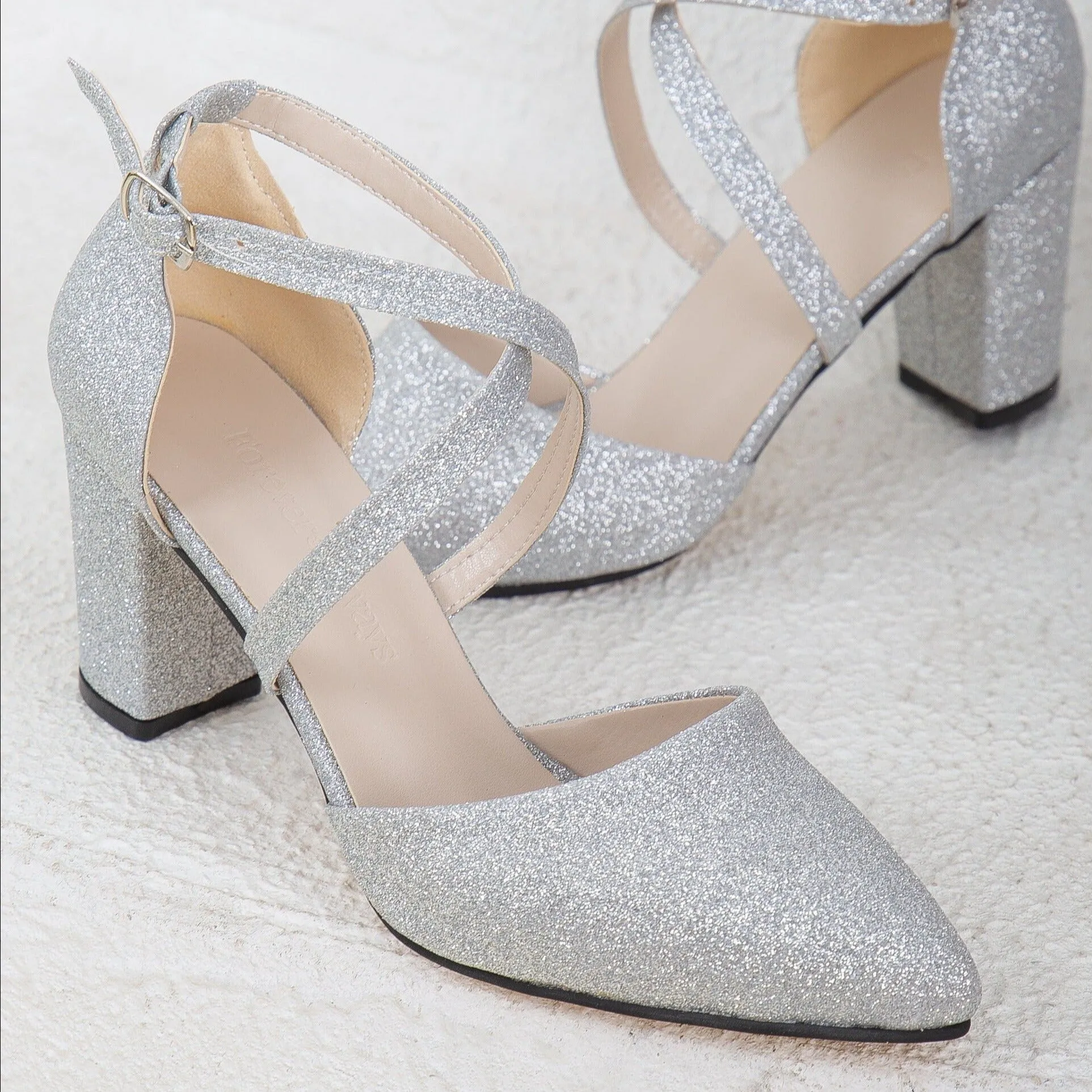 Sina - Silver Sparkling Wedding Shoes