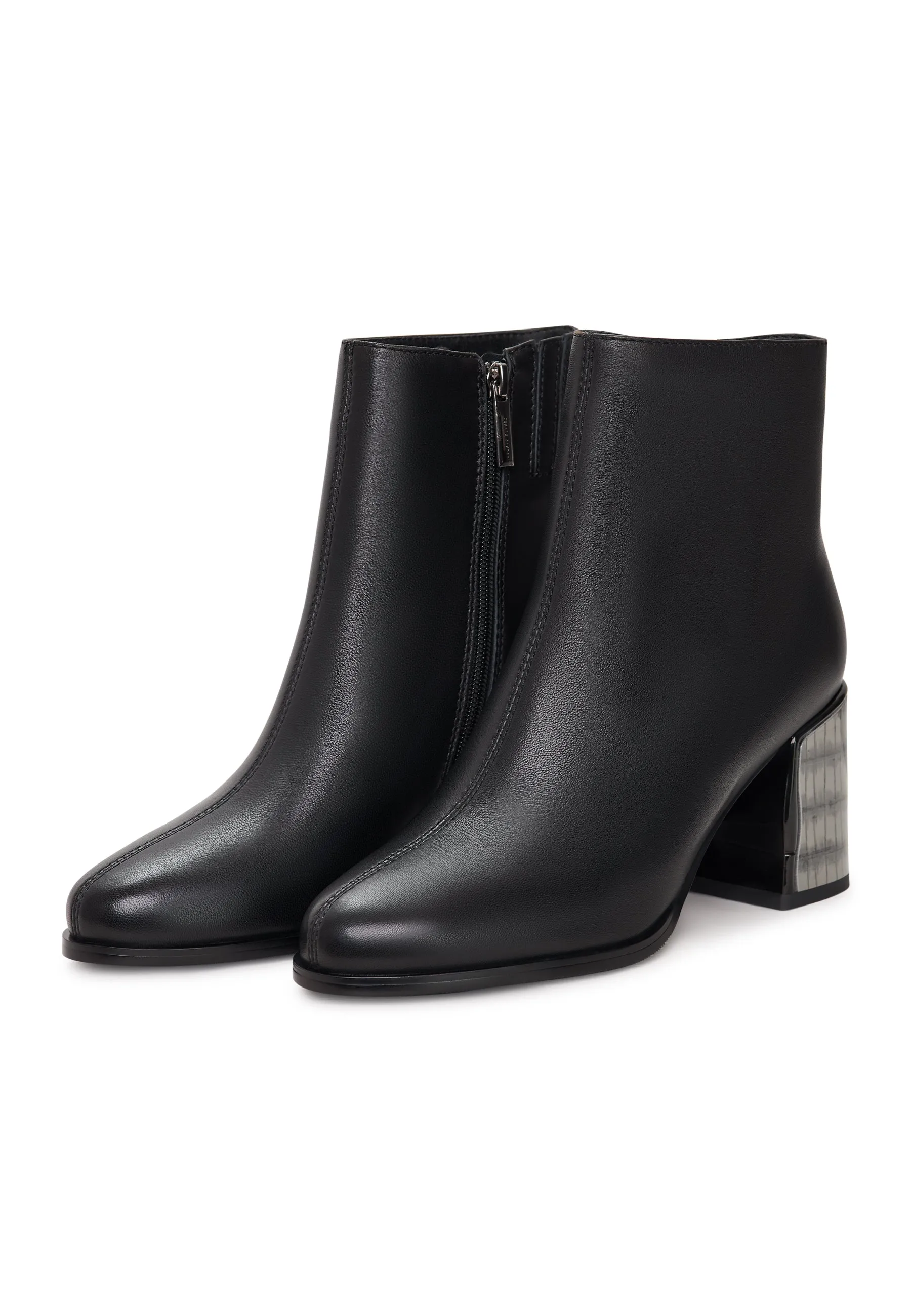 Soft Leather Heel Boots Ella - Black