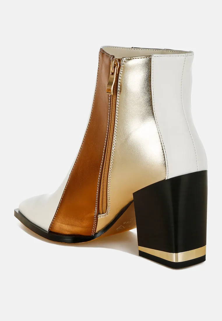 Stemon Three Tone Block Heel Boots