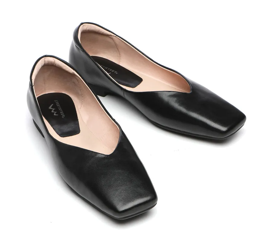 TARRAMARRA Square Toe Leather Ballet Flats Women Libera