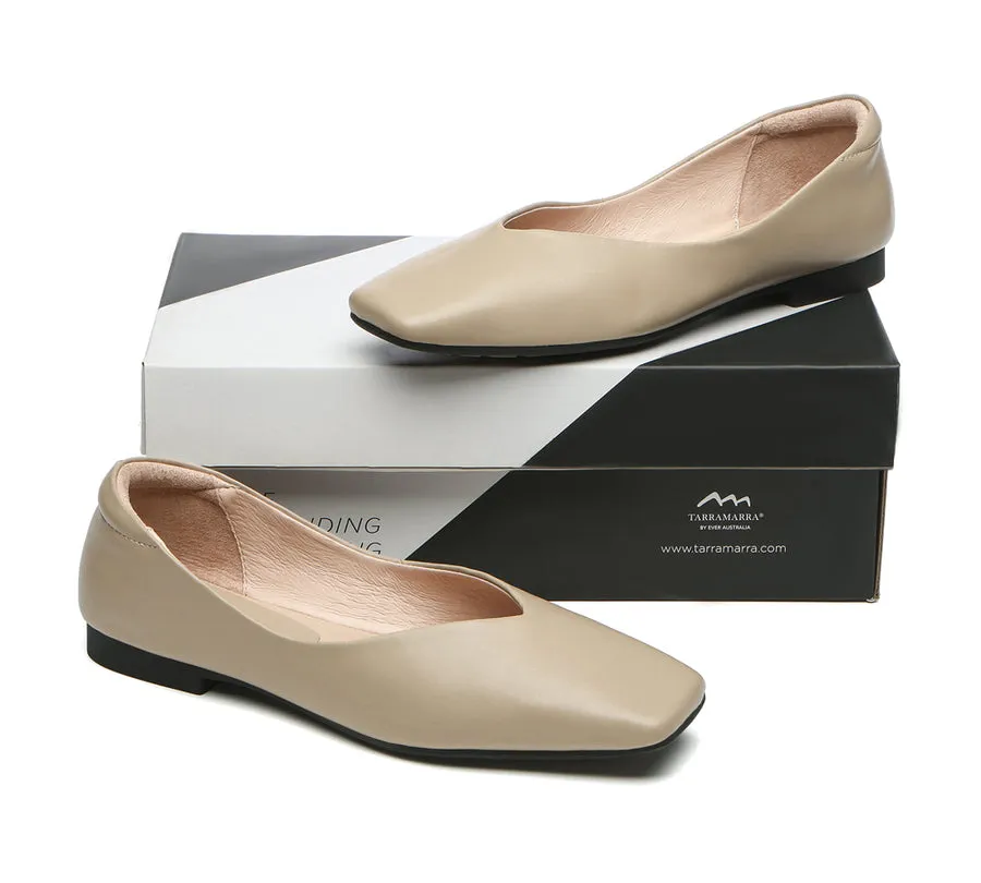 TARRAMARRA Square Toe Leather Ballet Flats Women Libera