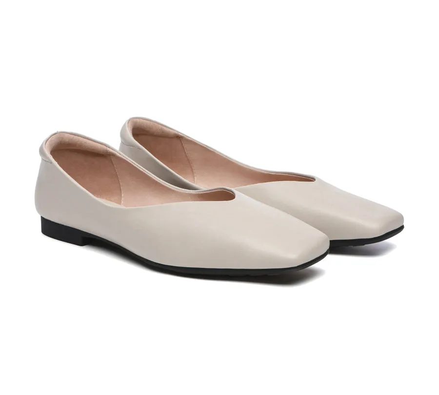 TARRAMARRA Square Toe Leather Ballet Flats Women Libera