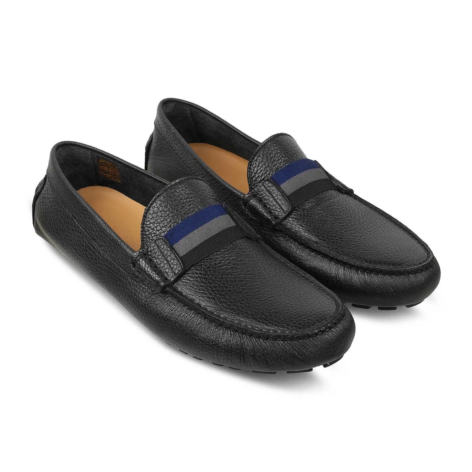 The Macario Black Men's Handcrafted Leather Driving Loafers Tresmode